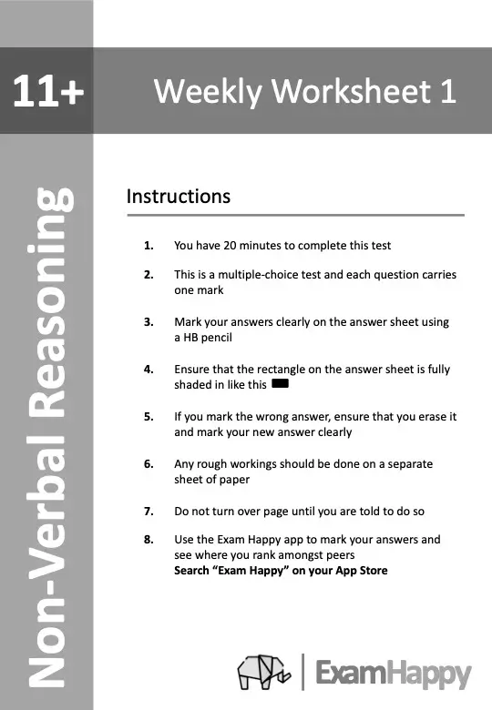 11+ NVR Worksheet Front Cover